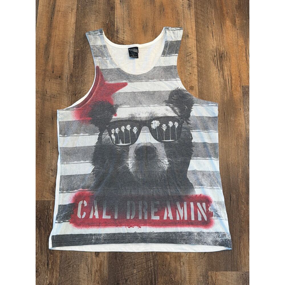 Salt Creek Cali Dreamin Bear Graphic Tank Top Men’s Beach Surf LG